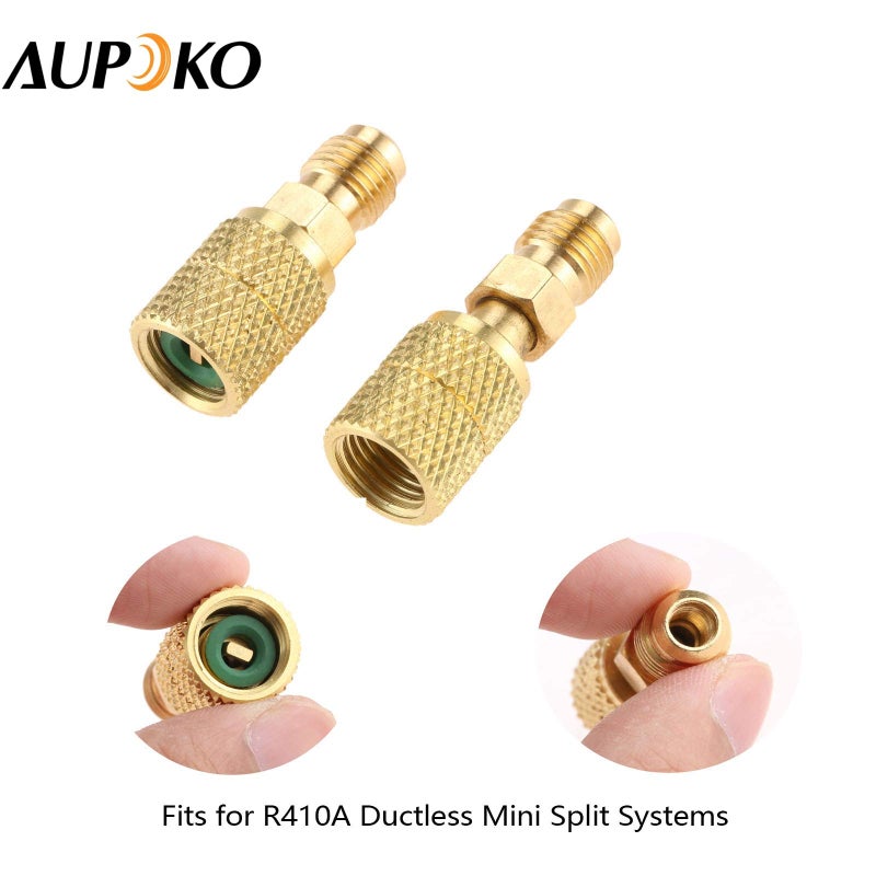 Aupoko R410A Straight Swivel Adapter, R410A Mini Split Adapter with 5/16â€™â€™ SAE Female x 1/4â€™â€™ SAE Male Quick Couplers Thread, Fits for HVAC Air Conditioner Mini Split System - 2 PC - Image 4